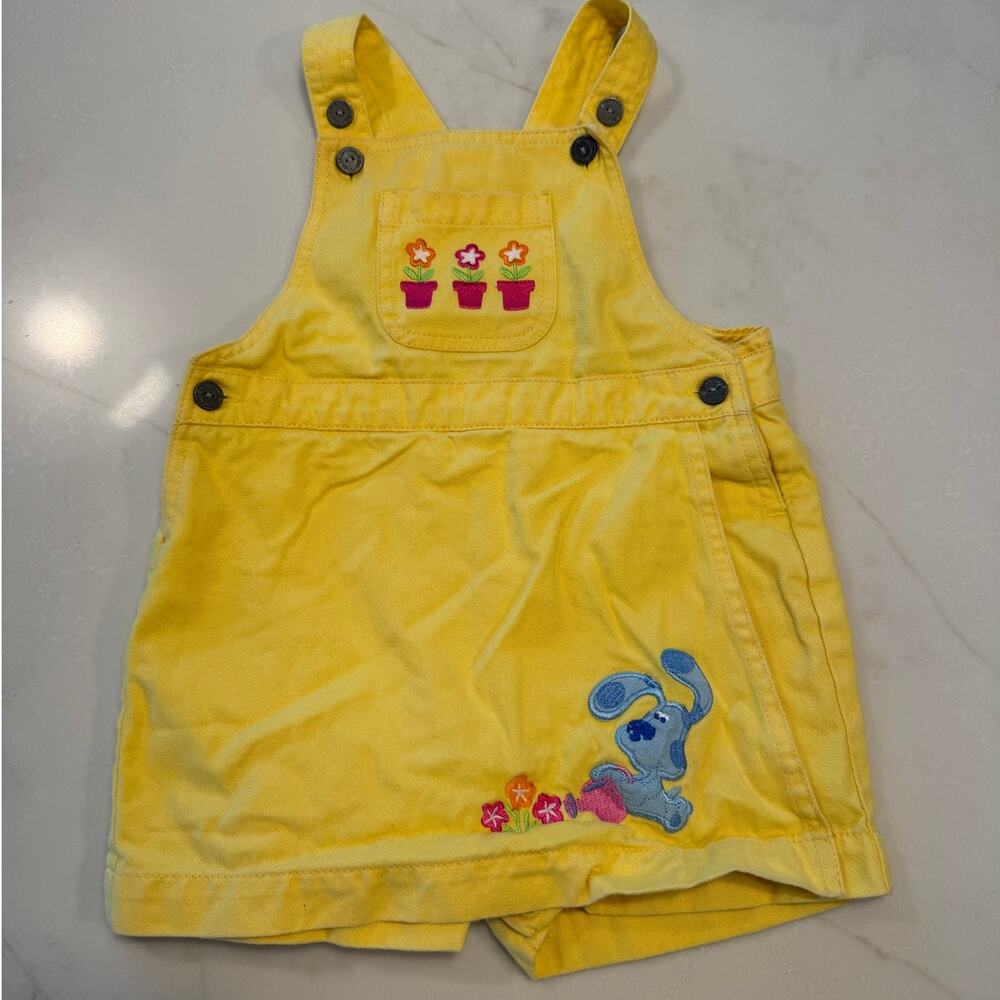 Vintage Y2K Blue’s Clues girls Yellow Shortall / Overalls dress embroidered 18mo